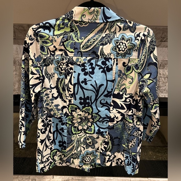 Chico's size 0 Cotton blend floral summer spring light jacket - Picture 11 of 13